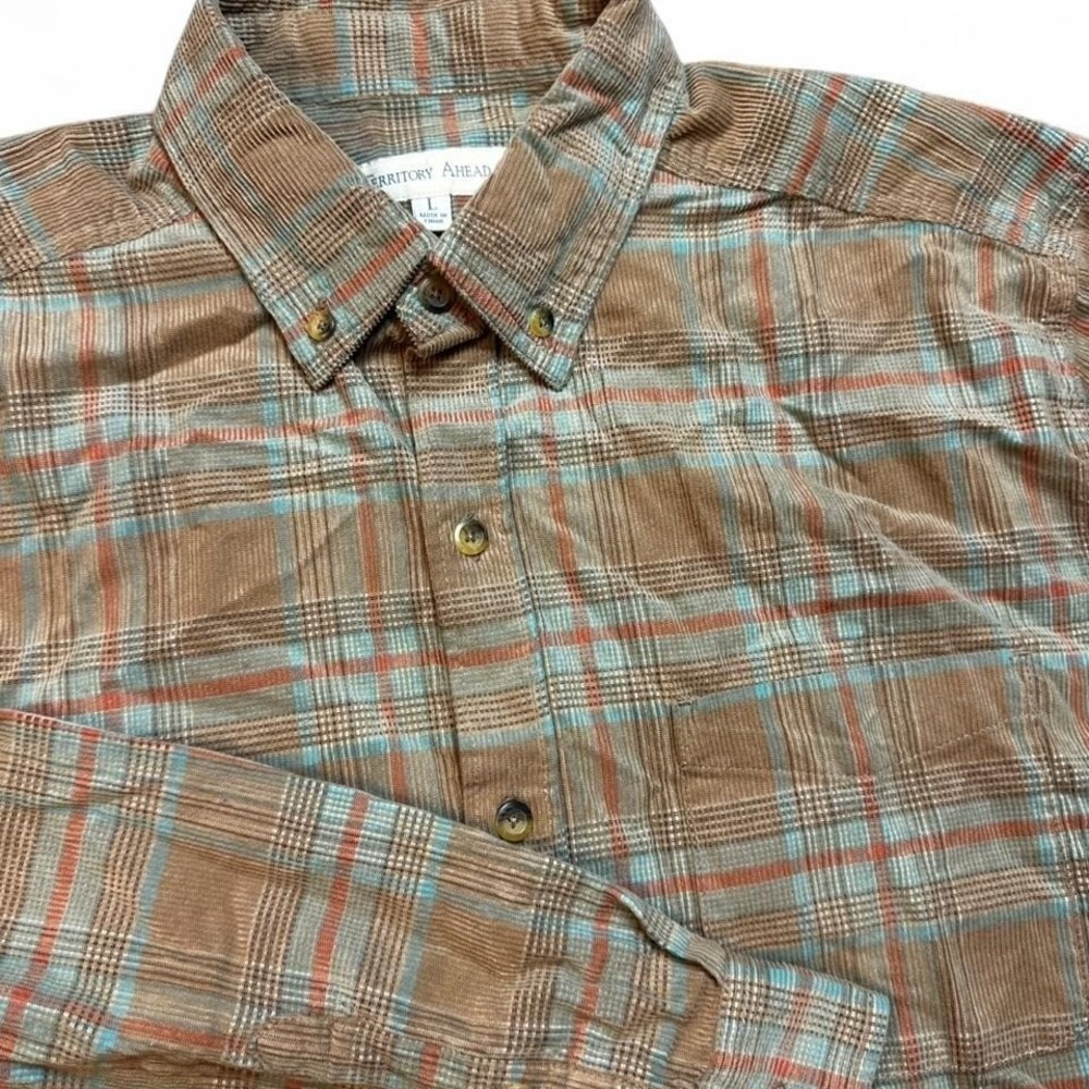 Territory Ahead corduroy plaid button up shirt Size large